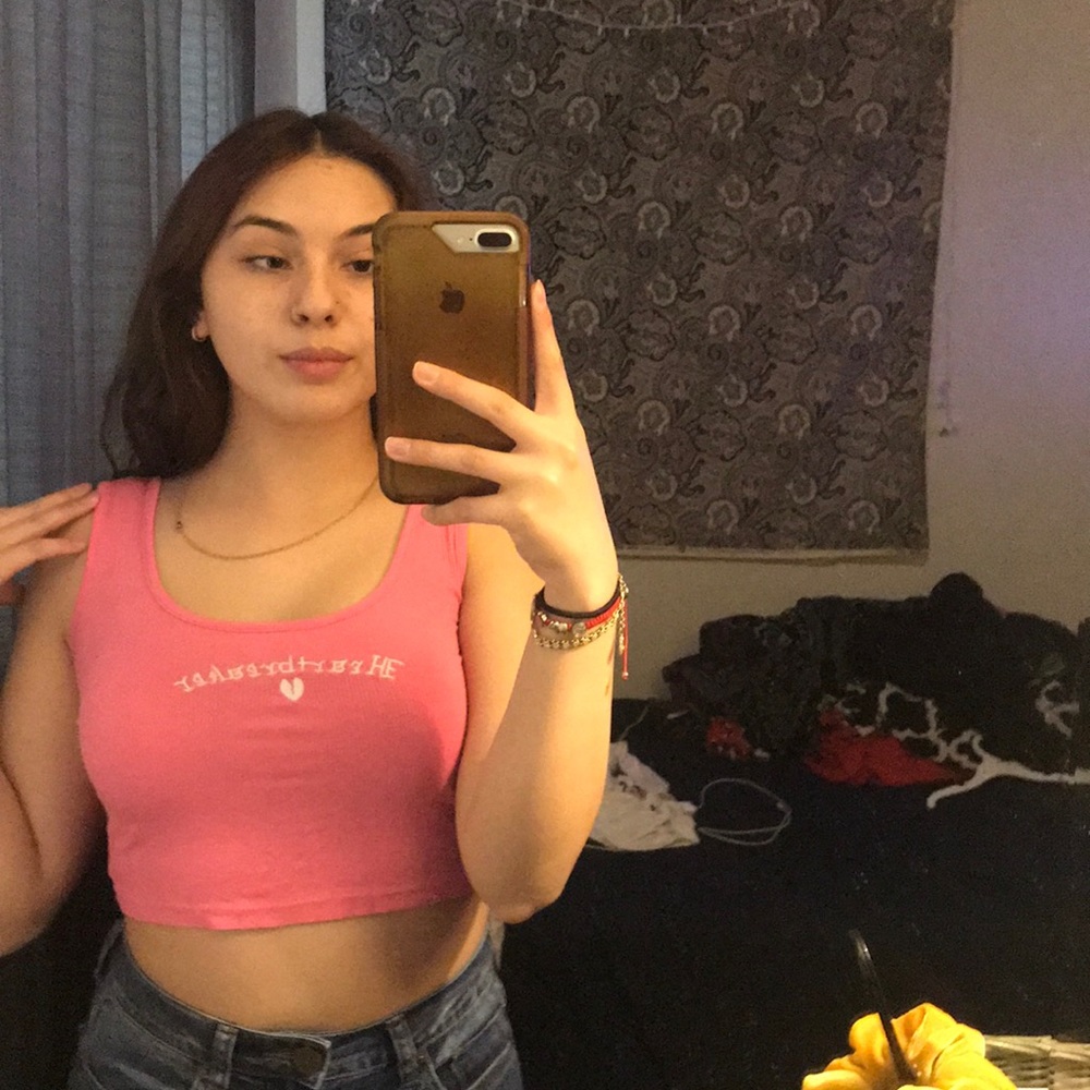Pink “heartbreaker” crop top